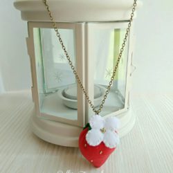 Cute strawberry felt necklace