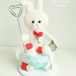 felt White Rabbit place card holder